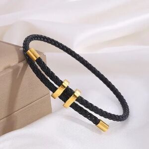 Black and Gold Braided Bracelet